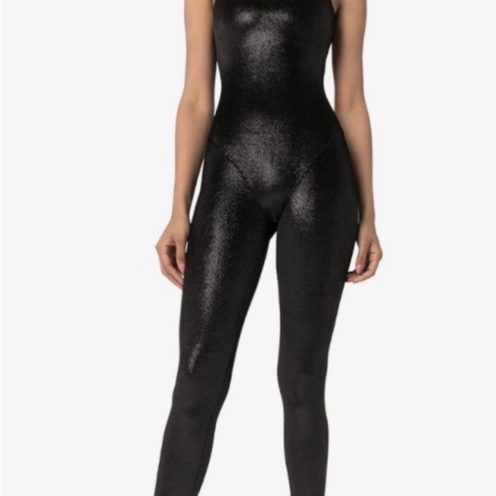 Black snakeskin Adam Selman sport catsuit. Great for a Halloween costume!